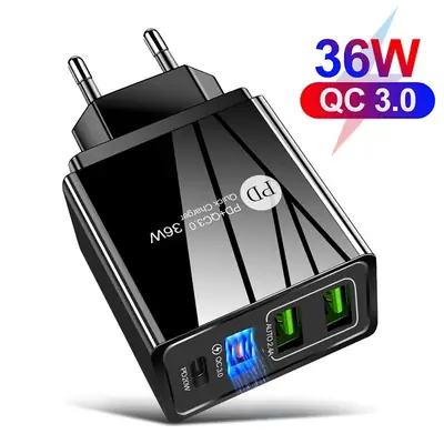 Multi-USB PD20W Charging Adapter with QC3.0 2.4A Output