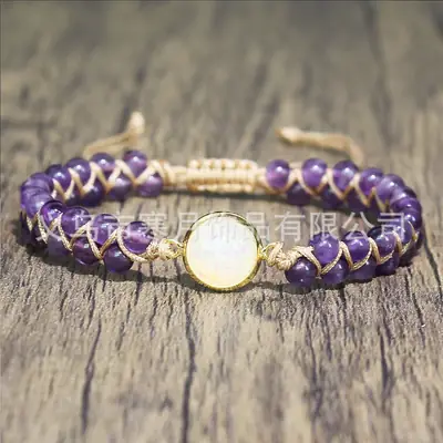 Adjustable Purple Opal Ethnic Bracelet for Women