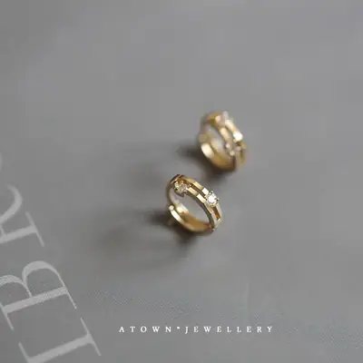 Korean Style Hoop Earrings with Zircon for Women