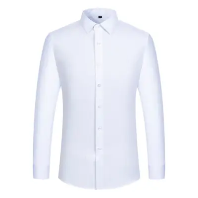 Men's Long Sleeve Business White Shirt Solid Color