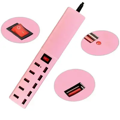 Pink 10-Port USB Charging Head with 2-Pin Plug