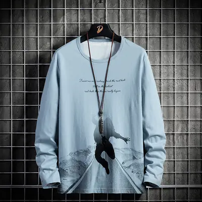 2025 Long Sleeve Pure Cotton T-Shirt Black Korean Style