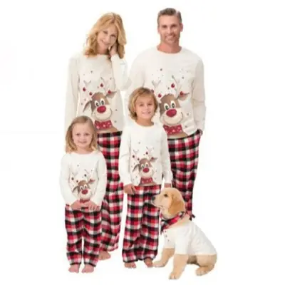 Kids Christmas Pajamas Set Cotton Plaid Winter Pajamas