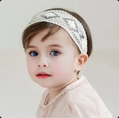 White Korean Style Baby Hair Band with Lace
