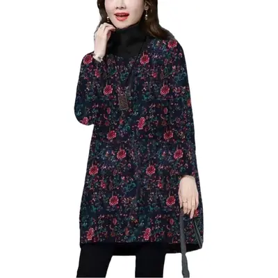 Women's Faux Fur Lined Long Sleeve Turtleneck Top
