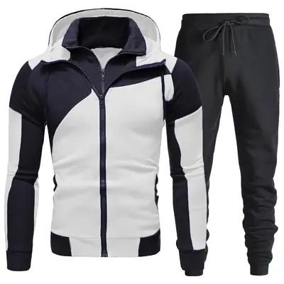 Men Black Grey Fleece Hoodie & Pants Set
