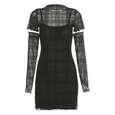 Black Lace Trimmed Women's Slim Fit Dress Set