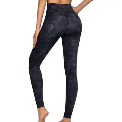 High-Elastic Printed Running Leggings Grey Xy493