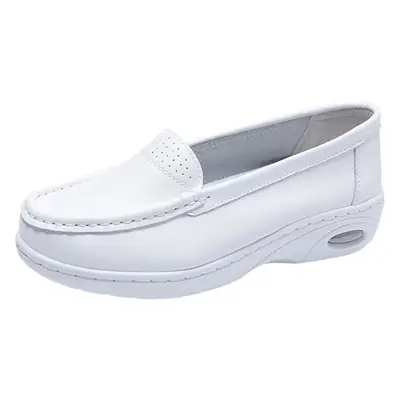 White Wedge Shoes for Women Spring Autumn Flat Leather