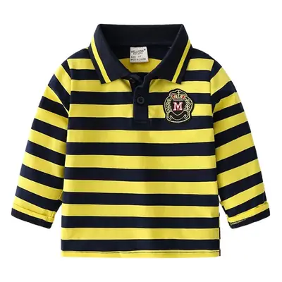 Kids Striped Polo Shirt Yellow Black Long Sleeve