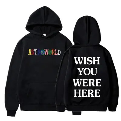 Yellow Hooded Sweatshirt with "Wish You Were Here" Print