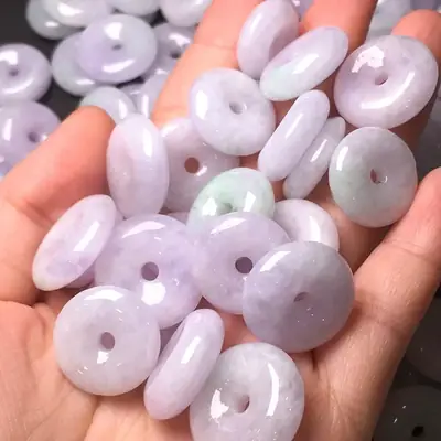 Live Natural Jade Pendant & Donut Buckle Set