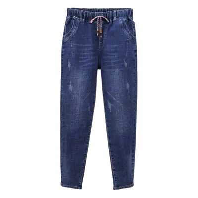 New Plus Size Elastic Harlan Jeans Women Blue