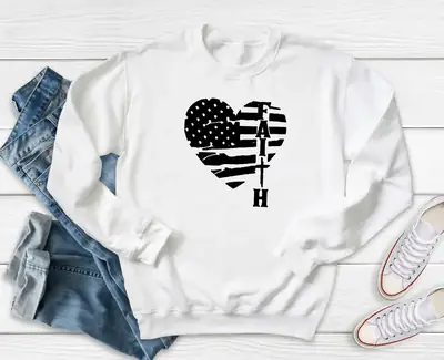 Black Heartbeat Faith Love Graphic Sweatshirt