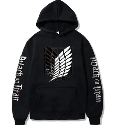 Cross-Brand Attack on Titan Hoodie Men Black