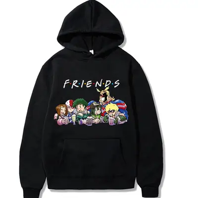 Men Cross-Branded My Hero Academia Hoodie White Friends Print