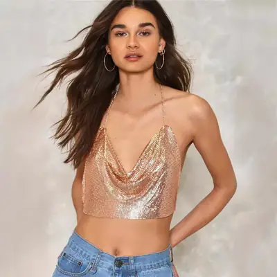 2025 Gold Lace Backless Camisole for Women