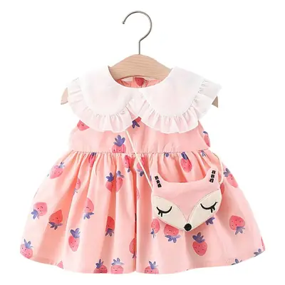 Summer Girls Dress Sleeveless Lacy Collar Strawberry Fox Crosswinker