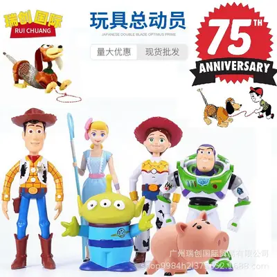 Toy Story 4 Vocal Figure Doll Hand-Made Model Woody Tris Buzz Lightyear 75th Anniversary Spring Dog