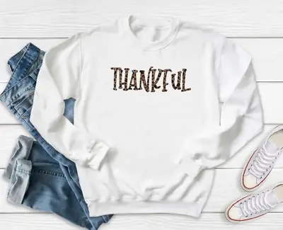 Thankful Letter Printed Crewneck Sweatshirt
