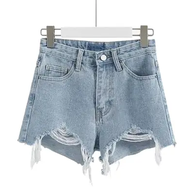 Women Ripped Denim Shorts High Waist 2020