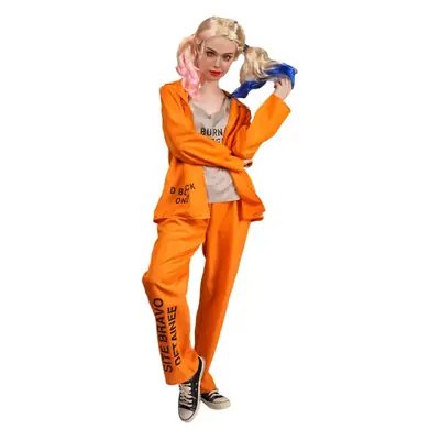 Halloween Male Female Couple Model Orange Prisoner Cosplay Jumpsuit Suit