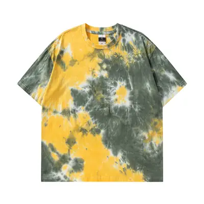 Men Tie Dye Loose Sleeve T-Shirt Light Blue