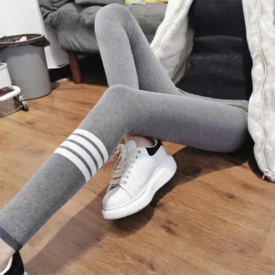 Terry Leggings for Women Faded 4-Stripes Knitted