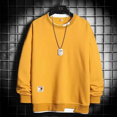 Men's Fleece Lined Crew Neck T-Shirt Beige