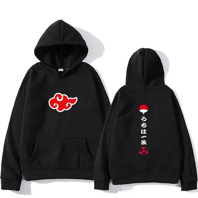 Men's Black Naruto Sasuke Hoodie Set Autumn Winter