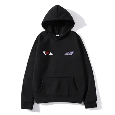 Orange Anime Eye Printed Hoodie for Men