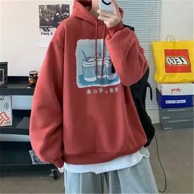 Men Korean Style Hooded Jacket Grey Velvet Thickened