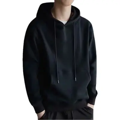 Black Fleece Lined Hoodie for Men Women Loose Fit 2025