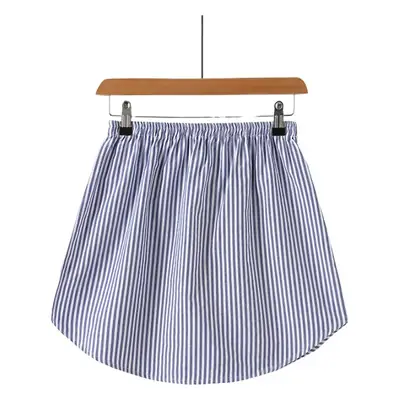 Blue Striped Half-Length Skirt Large Size