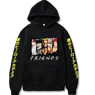 Men Black Friends Print Hoodie Sweatshirt