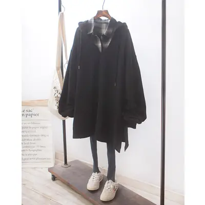 6535 Cotton V-neck Hooded Sweat Women 2024 Autumn