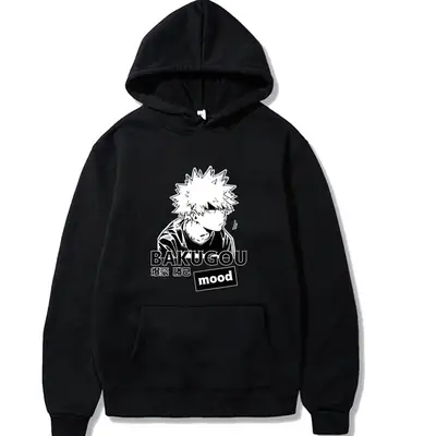 White Boku Cartoon Hoodie for Men