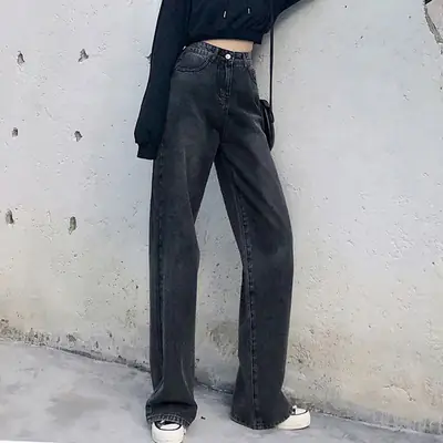 885 Gray Jeans 2022 New Korean Style Wide-leg Pants