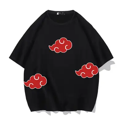 Men Women Summer Loose Cotton T-Shirt Yellow Red Clouds