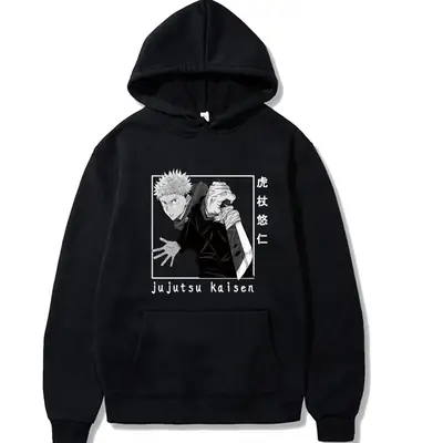 Men Hoodie Black Jujutsu Kaisen Spell Return Graphic