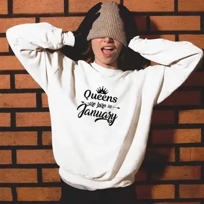 Queens January Long Sleeve Sweatshirt White