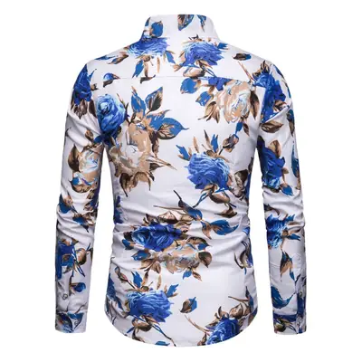 2025 Men's Long Sleeve Floral Shirt Plus Size Turn Down Collar