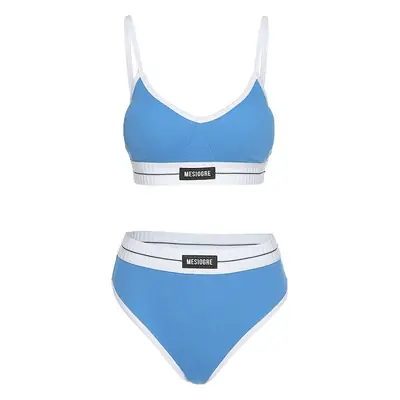 2020 Women's Blue Navel-Baring Bra Top Set