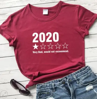 2020 Star Printed T-Shirt Red Short Sleeve