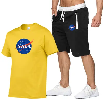 NASA Men NASA Logo T-Shirt & Shorts Set Grey