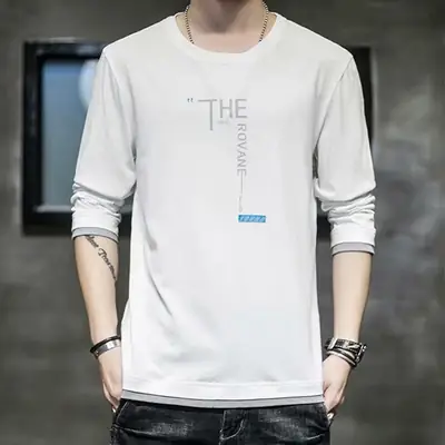 Men Long Sleeve T-Shirt Grey Slim Fit 2020