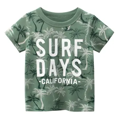 Kids Surf T-Shirt Green California Print
