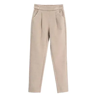 Women Woolen High Waist Slimming Pants Beige