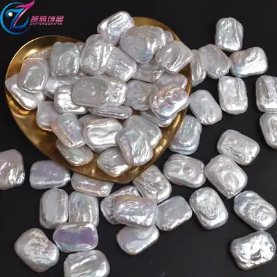 Natural Pearl Baroque Shaped Square 15x19mm Loose Beads