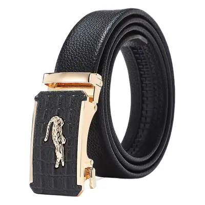 Men's Black Crocodile Belt Automatic Buckle Wholesale